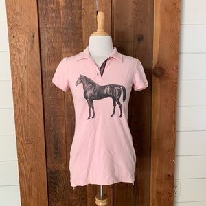 Libertine for Target Pink Horse Polo Shirt XS Y2K